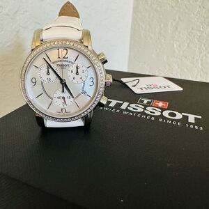 Tissot Women's Dressport Diamond Synthetic Leather Watch, 35mm, White Pearl, NWT